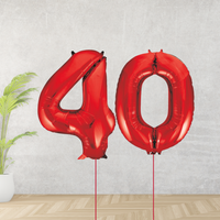 Red Age 40 Number Balloons