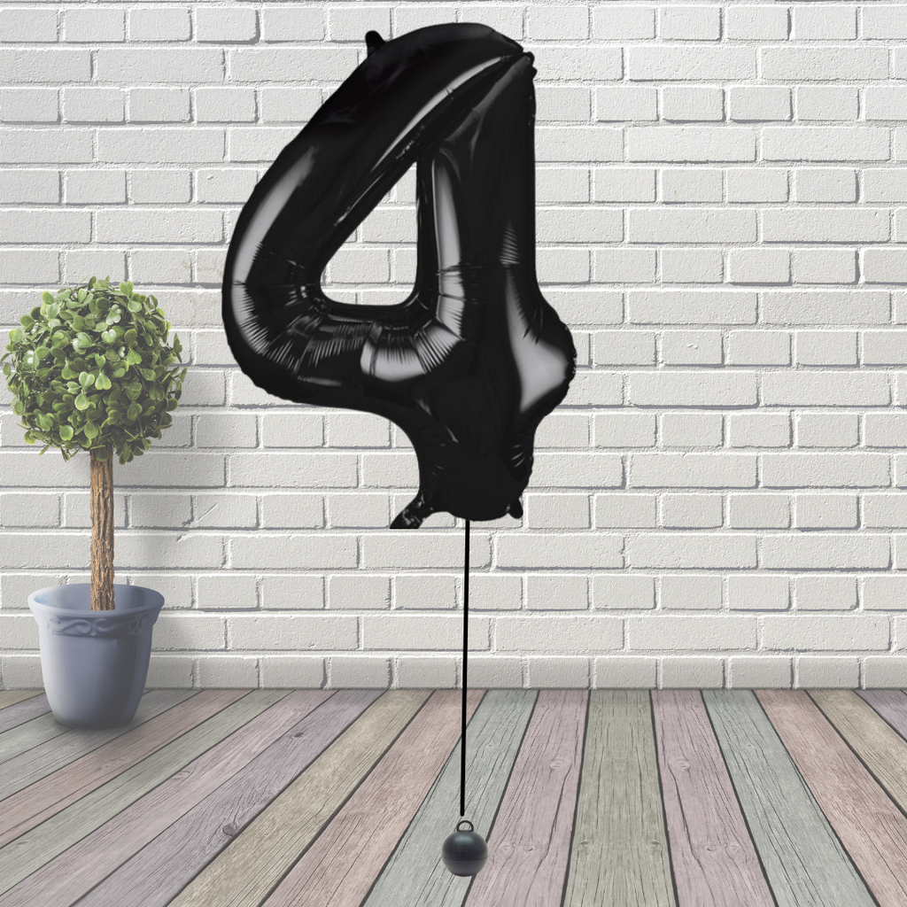 Large Black Number 4 Balloon