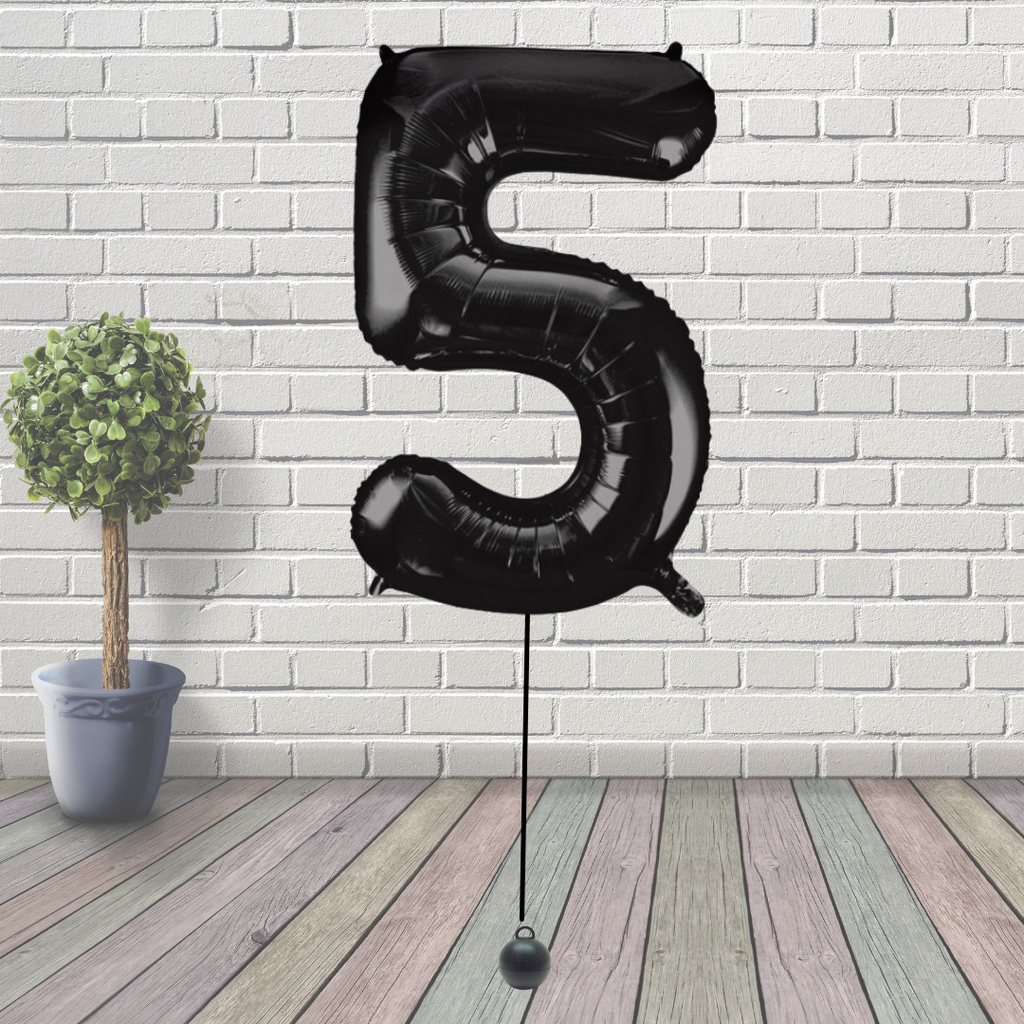 Large Black Number 5 Balloon