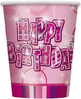 Happy Birthday Cups Pink x8