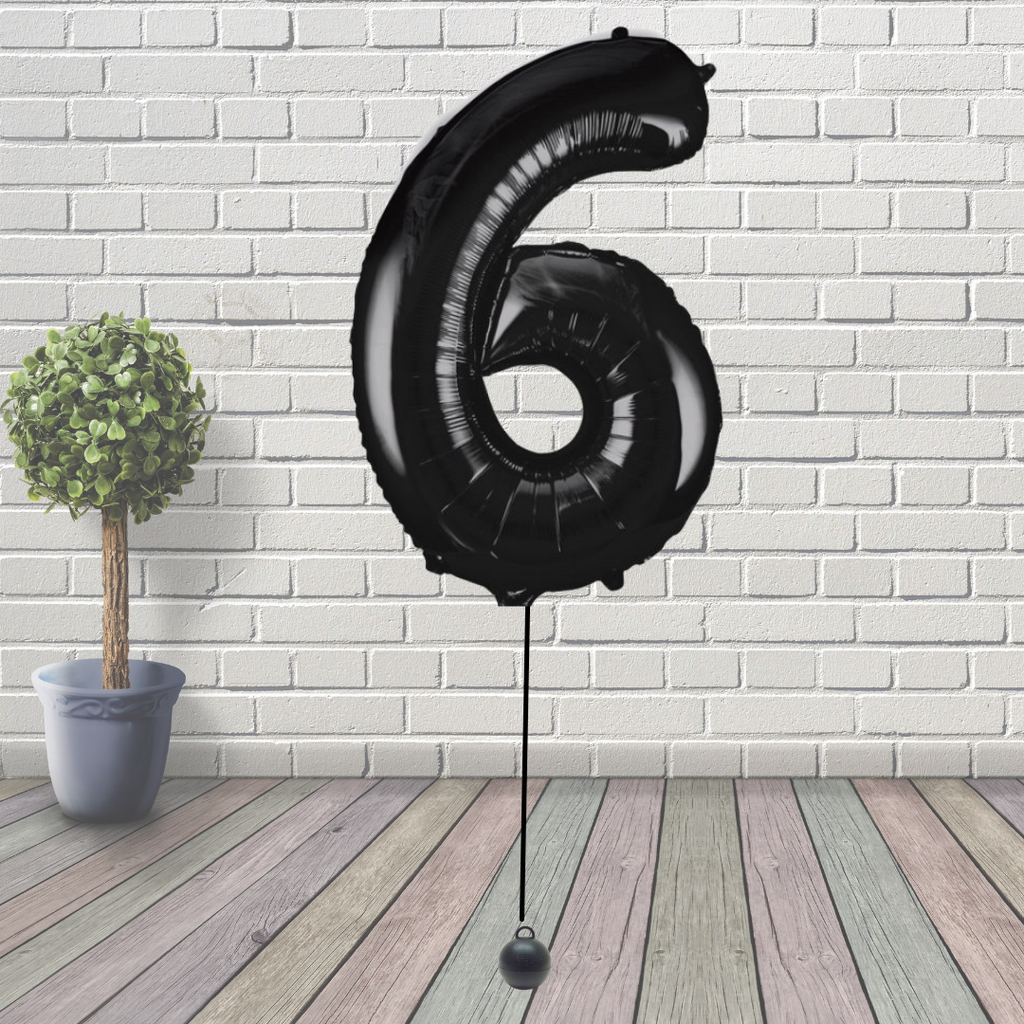 Large Black Number 6 Balloon