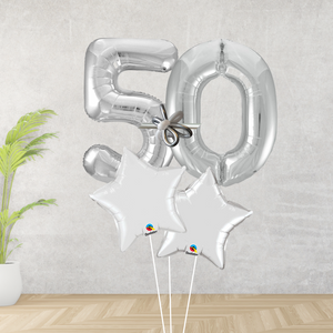 Age 50 Large Silver Double Number Display