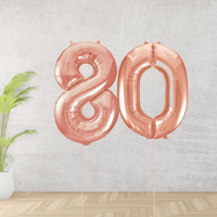 Rose Gold Age 80 Number Balloons