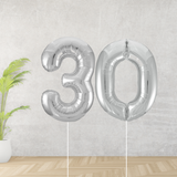 Silver Age 30 Number Balloons