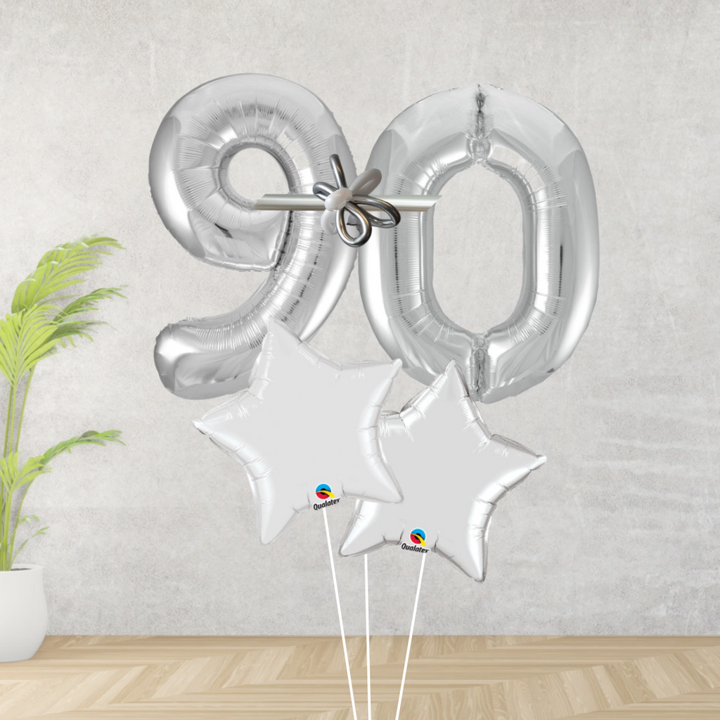 Age 90 Large Silver Double Number Display