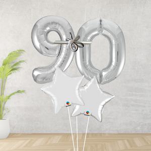 Age 90 Large Silver Double Number Display