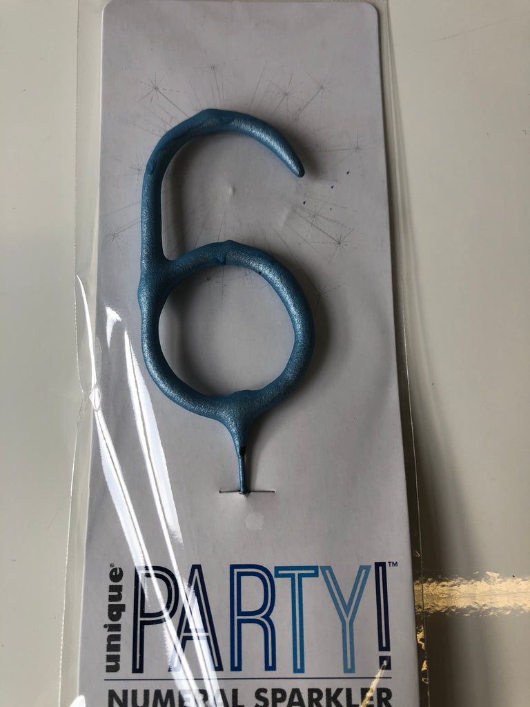 Sparkling Candle Number 6 Pale Blue