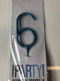 Sparkling Candle Number 6 Pale Blue