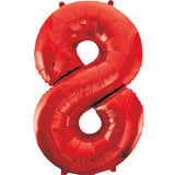 Large Red Number 8 Balloon By Unique