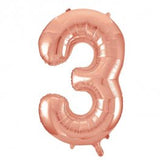 Large Rose Gold Number 3 Balloon