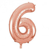 Large Rose Gold Number 6 Balloon