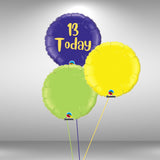 13 Today round foil balloon cluster