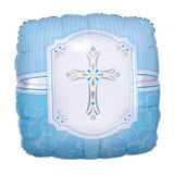 18" Blessing Blue Cross Square Foil Balloon