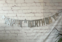 Happy Birthday Glitter Card Letter Banner - Silver