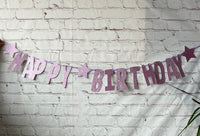 Happy Birthday Glitter Card Letter Banner - Lilac