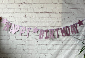 Happy Birthday Glitter Card Letter Banner - Lilac