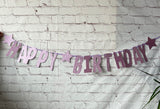 Happy Birthday Glitter Card Letter Banner - Lilac