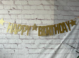 Happy Birthday Glitter Card Letter Banner - Gold