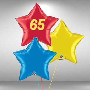 Age 65 Customisable Star Balloon Set