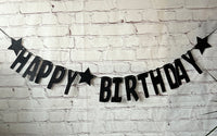 Happy Birthday Glitter Card Letter Banner - Black