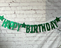 Happy Birthday Glitter Card Letter Banner - Green