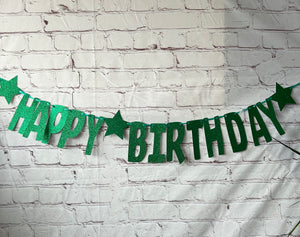 Happy Birthday Glitter Card Letter Banner - Green