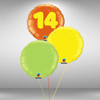 Age 14 foil balloon cluster