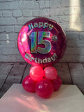 Age 15 Pink Holographic Foil Balloon Centrepiece