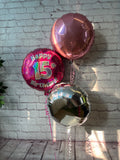 Age 15 Birthday Pink Balloon Cluster