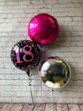 Age 18 Black & Pink Balloon Cluster
