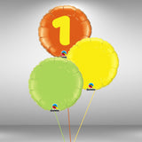 Age 1 round foil balloon cluster