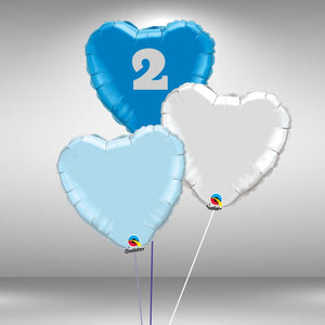 Age 2 heart balloon cluster