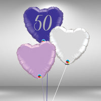 Age 50 Customisable Heart Balloon Set