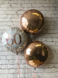 Age 60 Rose Gold & White Fizz Balloon Cluster