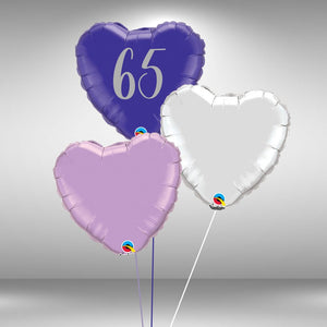 Age 65 Customisable Heart Balloon Set