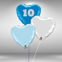 Age 10 Customisable Heart Balloon Set