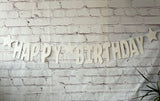 Happy Birthday Glitter Card Letter Banner - White