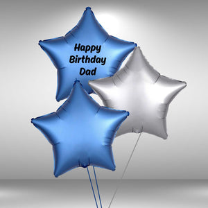 Customisable Happy Birthday Dad Star Balloon Set