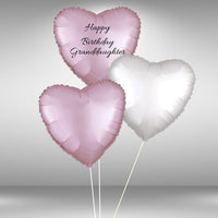 Customisable Happy Birthday Granddaughter Heart Balloon Set