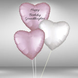 Customisable Happy Birthday Granddaughter Heart Balloon Set