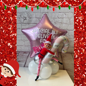 Elf Arrival pink balloon decoration