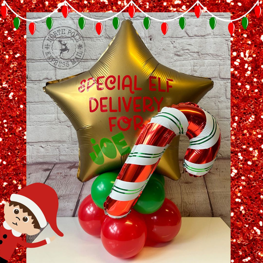 Elf Arrival Star Foil Balloon Centrepiece - Supply Your Own Elf
