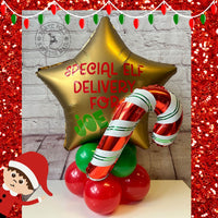 Elf Arrival Star Foil Balloon Centrepiece - Supply Your Own Elf