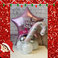 Elf Arrival Star Foil Balloon Centrepiece Pink - Supply Your Own Elf