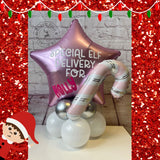 Elf Arrival Star Foil Balloon Centrepiece Pink - Supply Your Own Elf