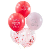 Mixed Pack of 5 Flirty Naughty Balloons