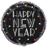 Happy New Year Black Dots Foil Balloon