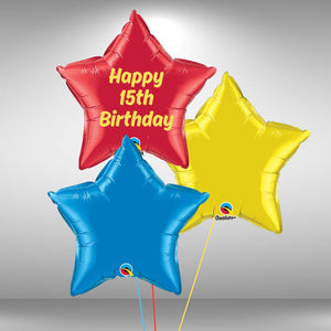 Age 15 Customisable Happy Birthday Star Balloon Set