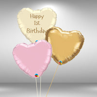 Age 1 Customisable Happy Birthday Heart Balloon Set