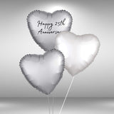 Customisable Happy 25th Anniversary Heart Balloon Set